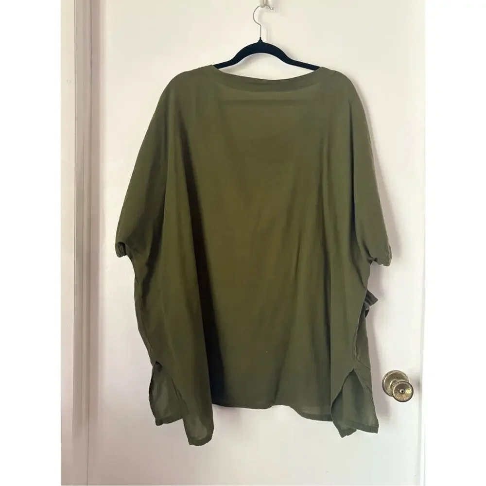 LINEN Olive Green Relaxed Tunic with Side Pockets - Picture 2 of 6